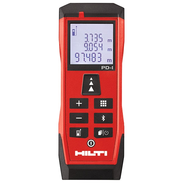 Hilti laser range meter with Bluetooth, painter’s area, Pythagoras, volume and stake-out functions