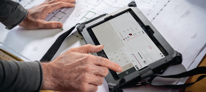 PMD 200 Jobsite layout tool Intuitive 2D layout laser tool to easily mark out plasterboard track locations and complex geometries in indoor environments Applications 1