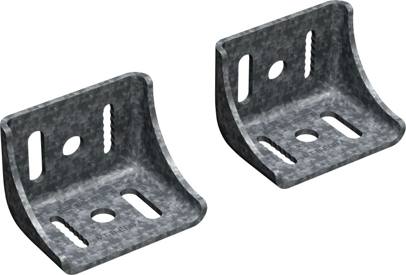 MT-EDB Wall-to-wall connector (hot-dip galvanized) Heavy-duty adjustable baseplate for connecting an MT girder horizontally between two parallel walls
