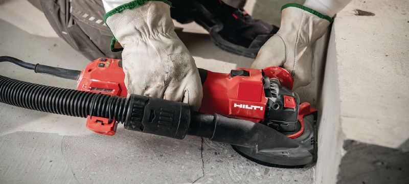 AG 125-20SE Angle grinder Powerful 2000w angle grinder with variable speed and slide switch, for cutting and grinding in metal, concrete, and masonry with discs up to 125mm Applications 1